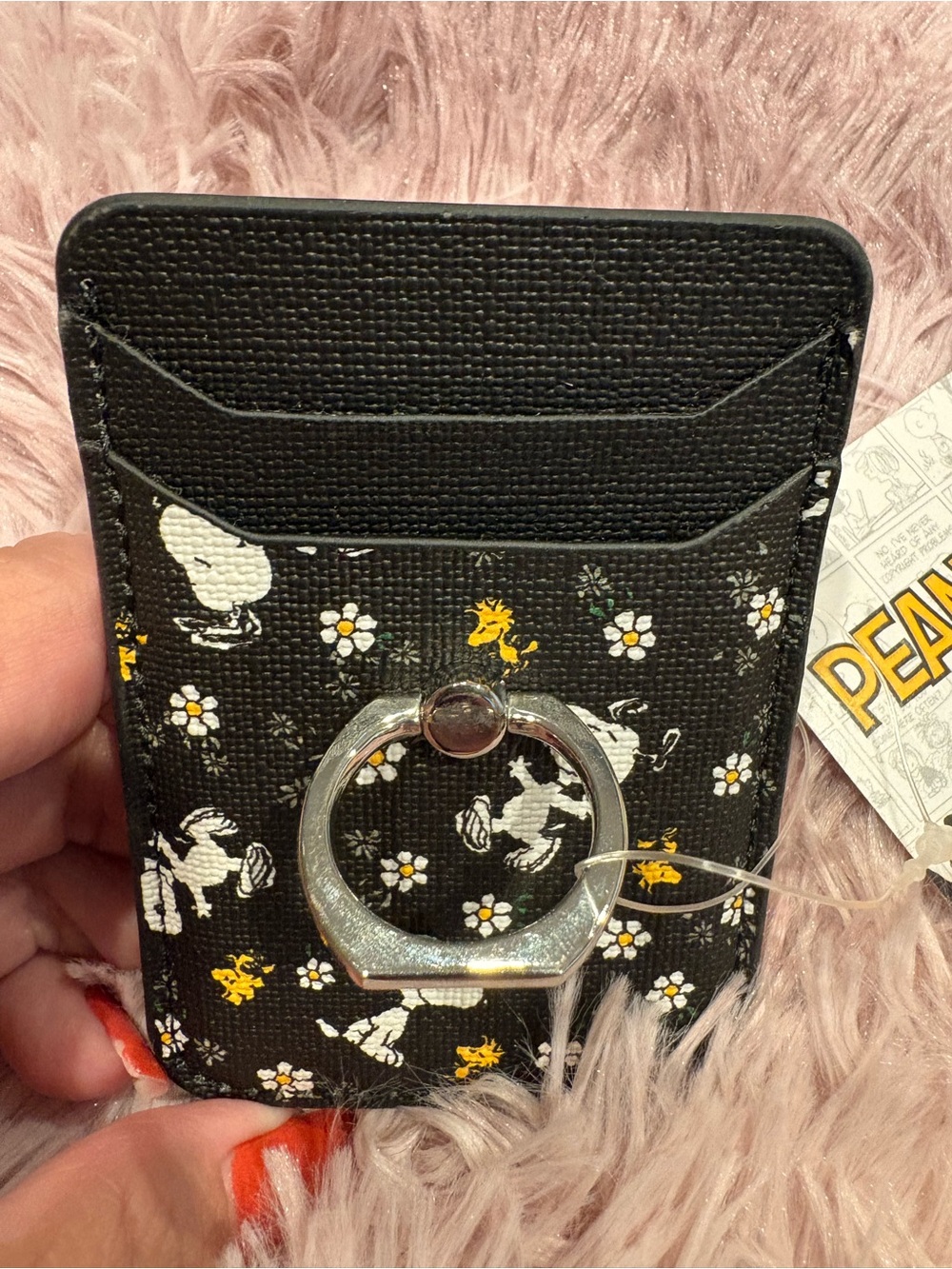 Peanuts  Phone Card Sleeve with Silver Ring Grip